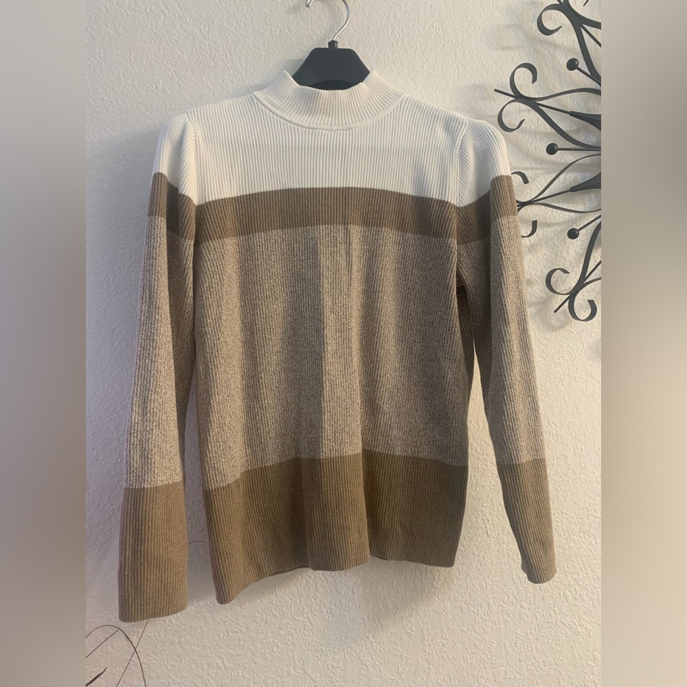 Karen Scott Women's Elsa Colorblocked Mock-Neck Cotton Sweater